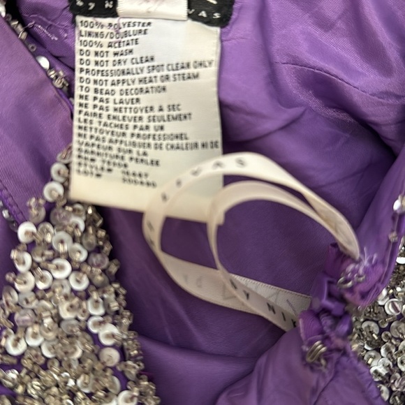 Niki Livas Women’s Purple Sequin Halter Prom Dress Gown (Altered) Sz 0-2 - Picture 9 of 10